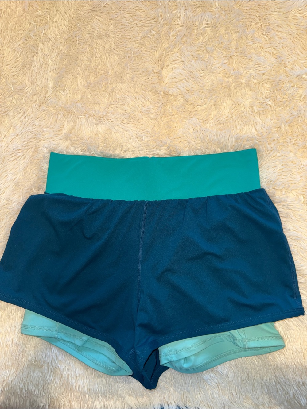 Fabletics Teal Waistband & Navy Athletic Shorts